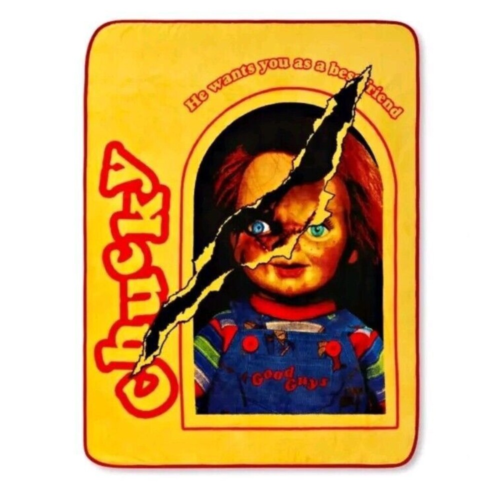 Licensed Child's Play Good Guys Doll Chucky Soft Plush Throw Blanket New Horror